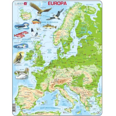 Puzzle Cadre - Carte Topographique de l'Amérique du Sud (Italien)  Larsen-A25-IT 65 pièces Puzzles - Cartes et Mappemondes pour Enfants -  /Planet'Puzzles