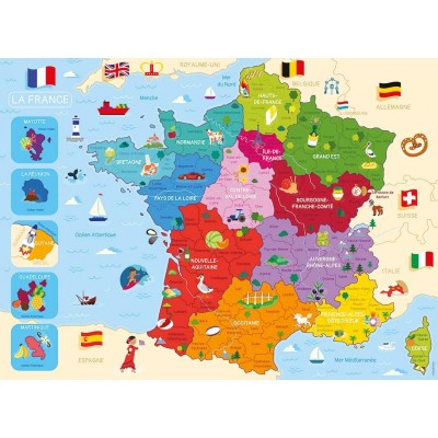 Puzzle Carte de France Nathan-86875 250 pièces Puzzles - Cartes et  Mappemondes pour Enfants