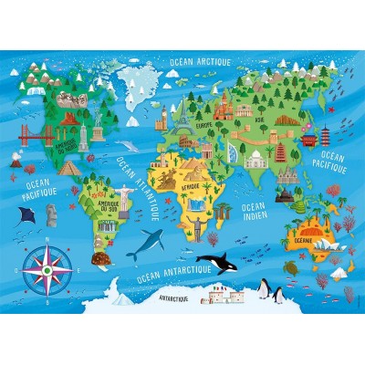 MARAYAN World map Carte du Monde enfant avec 36 drapeaux renseignés au dos,  apprendre la géographie ludique, cadeau anniversaire - Cdiscount Jeux -  Jouets