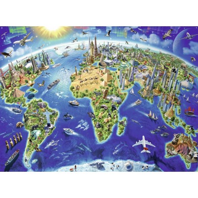 Puzzle Pièces XXL - Carte du Monde Ravensburger-12722 200 pièces Puzzles -  Cartes et Mappemondes pour Enfants