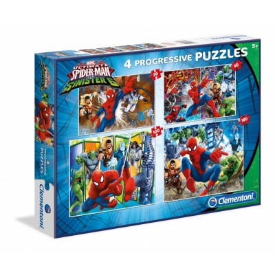 4 Progressive Puzzles - Spiderman Clementoni-96011 20 pièces Puzzles -  Super Héros
