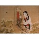Chinese Art - Lady mirroring Peach Blossoms
