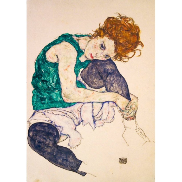 Puzzle Art-by-Bluebird-F-60294 Egon Schiele - Seated Woman with Legs Drawn Up, 1917