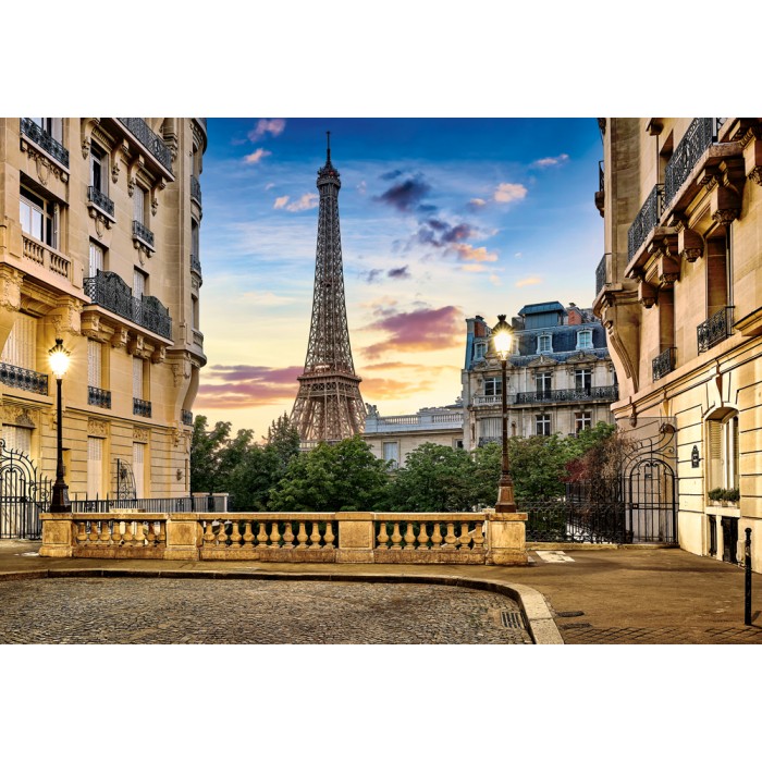 Puzzle  Castorland-104925 Promenade dans Paris au Coucher du Soleil