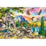 Puzzle  Castorland-104970 Famille de loups et Aigles