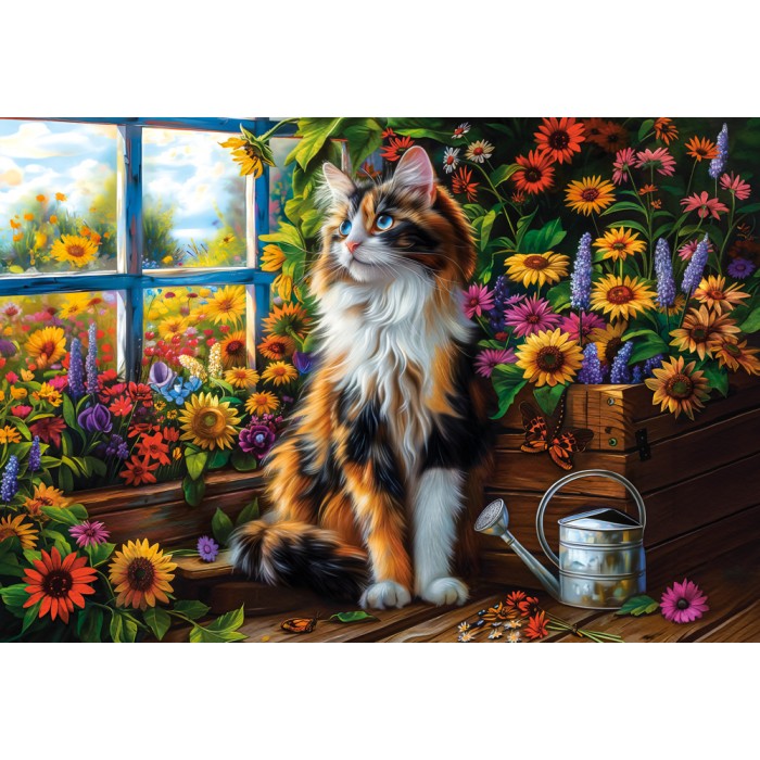 Puzzle  Castorland-105342 Blooming Cat Meditation
