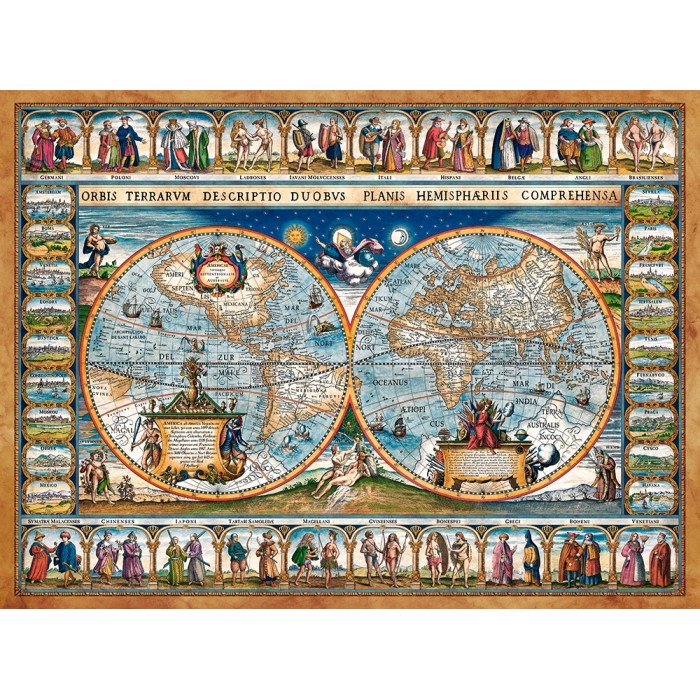 Puzzle  Castorland-200733 Carte du Monde, 1639