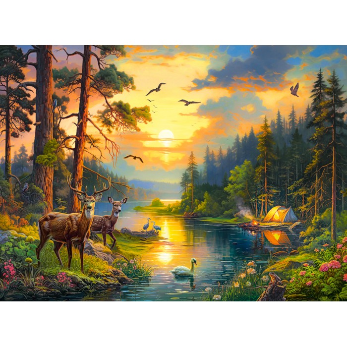 Puzzle  Castorland-300686 Coucher de Soleil sur la Rivière de la Forêt