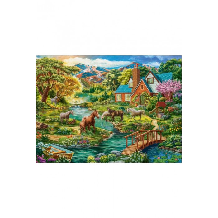 Puzzle   Maison idyllique avec chevaux
