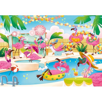 Puzzle Clementoni-20151 Supercolor Flamingo Party - Effet Brillant