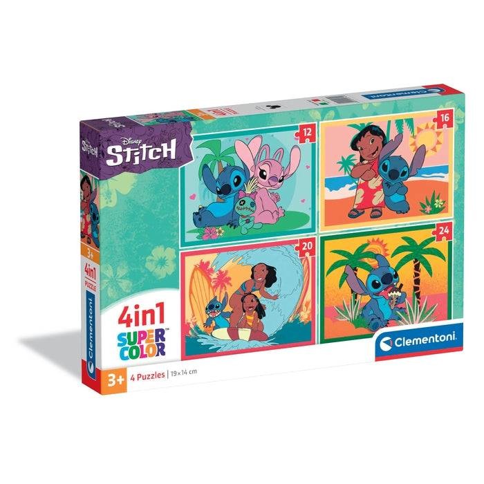  Clementoni-21745 Puzzle 4 En 1 - Stitch et ses Amis