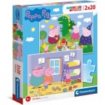Puzzle  Clementoni-24778 Peppa Pig Supercolor Pig (2x20 Pièces)