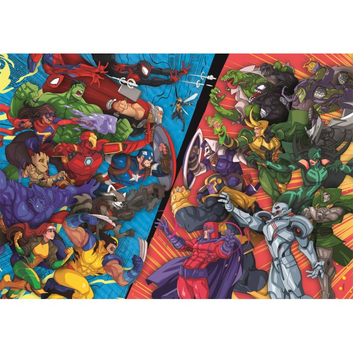 Puzzle  Clementoni-25061 Héros Marvel Contre Méchants
