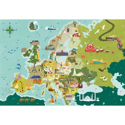Puzzle Clementoni-29062 Exploring Maps : Europe - Monuments
