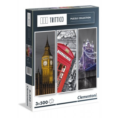 Clementoni-39306 3 Puzzles - Londres
