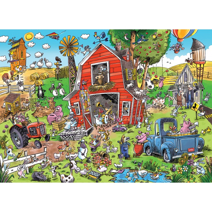 Puzzle  Cobble-Hill-44509 DoodleTown: La Folie de la Basse-Cour