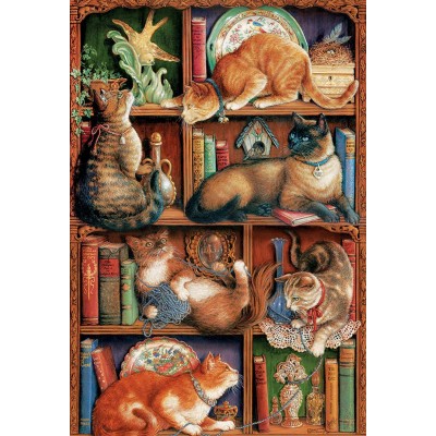 Puzzle Cobble-Hill-89001 Feline Bookcase
