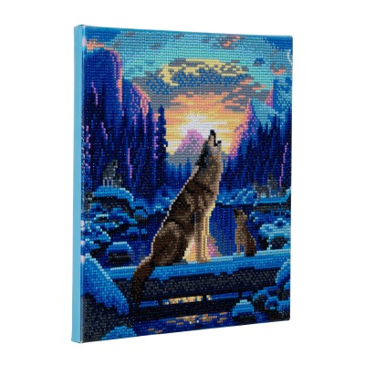 Puzzle Crystal-Art-8124 Crystal Art - Kit Broderie Diamant - Loup