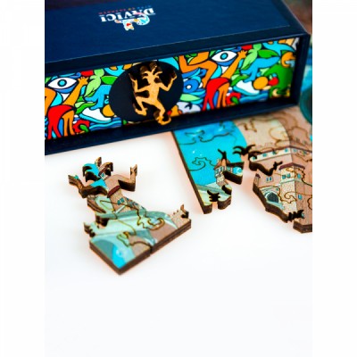 HCM-Kinzel-69171 Puzzle en Bois - Baignade du Dragon Multicolore