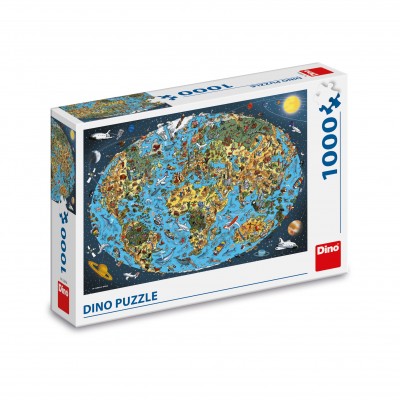 Puzzle Dino-53281 Carte du Monde Illustré