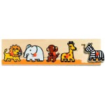 Puzzle  Djeco-01111 Encastrement 5 pièces en bois  - Savane