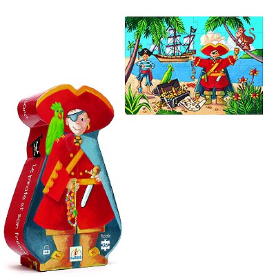 Puzzle Djeco-07220 Silhouette - Le Pirate et son Trésor