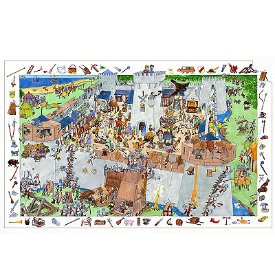 Puzzle Djeco-07503 Poster et jeu d'observation - Château Fort