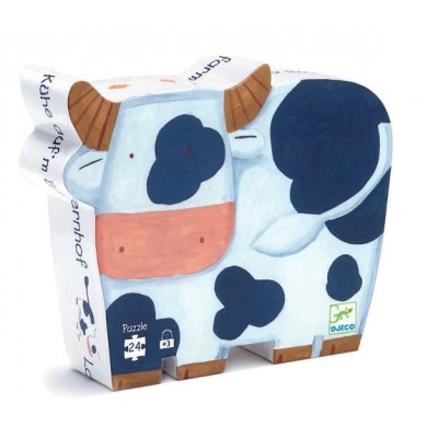 Puzzle Djeco-DJ-07205 Boîte Silhouette - Les Vaches à la Ferme