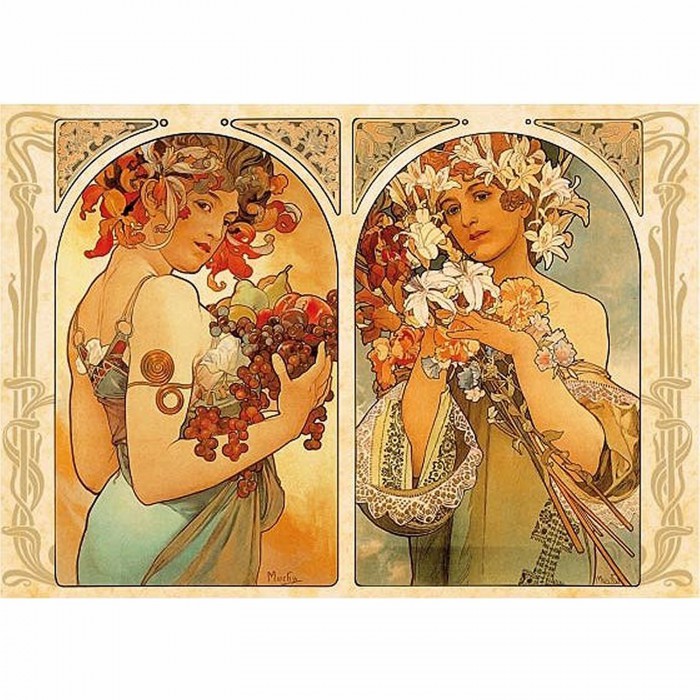 Puzzle  Dtoys-70074 Mucha Alphonse - Fruit et Fleur