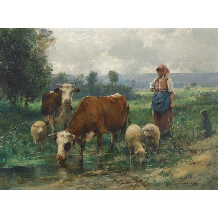 Puzzle Dtoys-74164 Julien Dupré: Bergère avec son Troupeau