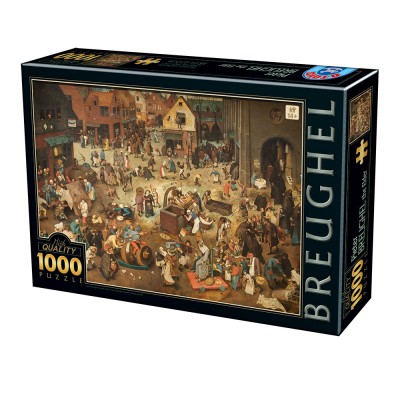 Puzzle Dtoys-76885 Pieter Brueghel Le Vieux - The Fight Between Carnival and Lent