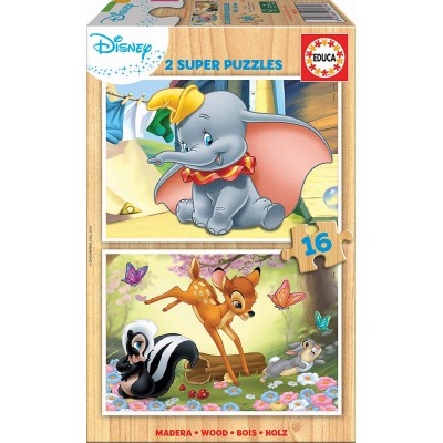 Educa-18079 Puzzle en Bois - Disney - Dumbo & Bambi