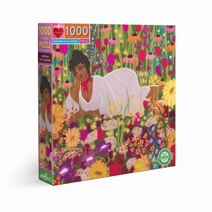 Puzzle  eeBoo-51155 FEMME DANS LES FLEURS