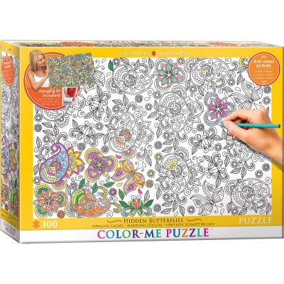 Puzzle Eurographics-6033-0883 Color Me XXL - Papillons Cachés