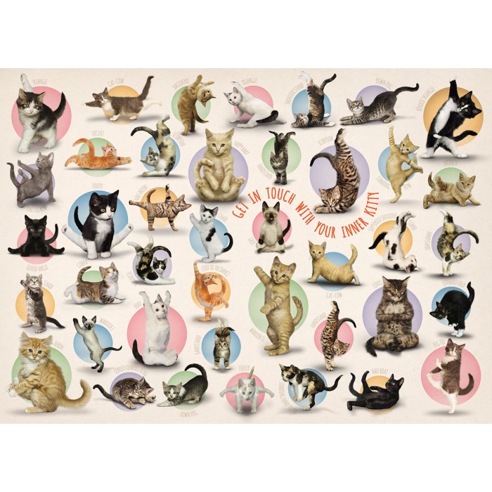  Eurographics-6500-0991 Pièces XXL - Familiy Puzzle: Yoga Kittens