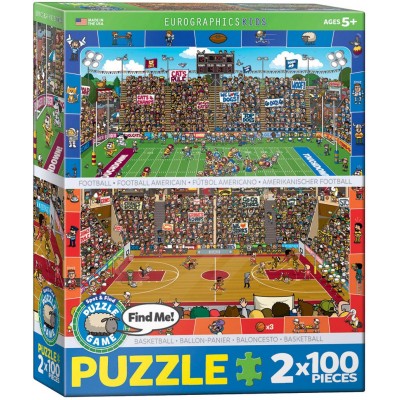 Eurographics-8902-0621 2 Puzzles - Find Me - Basketball & Football Américain