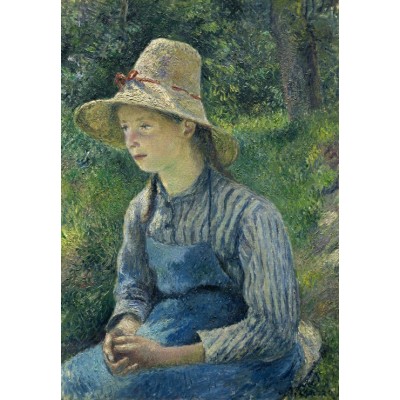 Puzzle Grafika-F-31246 Camille Pissarro : Jeune Paysanne avec un Chapeau de Paille, 1881