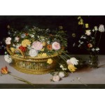 Puzzle  Grafika-F-32175 Jan Brueghel - Flowers in a Basket and a Vase, 1615