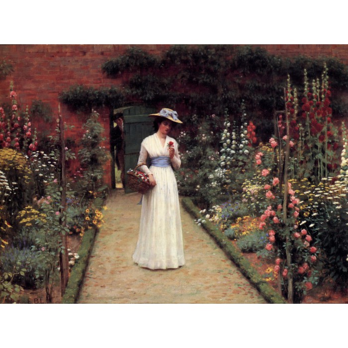 Edmund Blair Leighton : Lady in a Garden