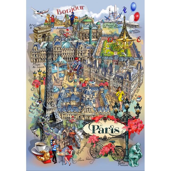 Puzzle Grafika-F-33395 Paris Collage