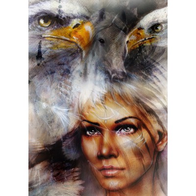 Puzzle Grafika-T-00061 La Femme, l'Aigle et le Cheval