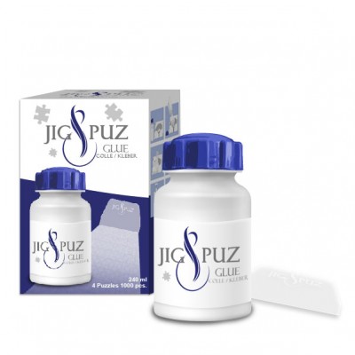 Jig-and-Puz-80020 Colle 240 ml pour 4 Puzzles 1000 Pièces avec Spatule