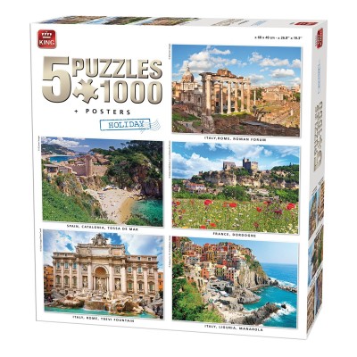 King-Puzzle-85531 5 Puzzles 1000 Pièces - Belle Europe