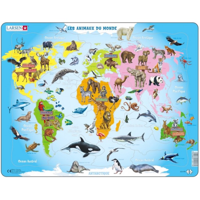 Puzzle Cadre - Animaux du Monde
