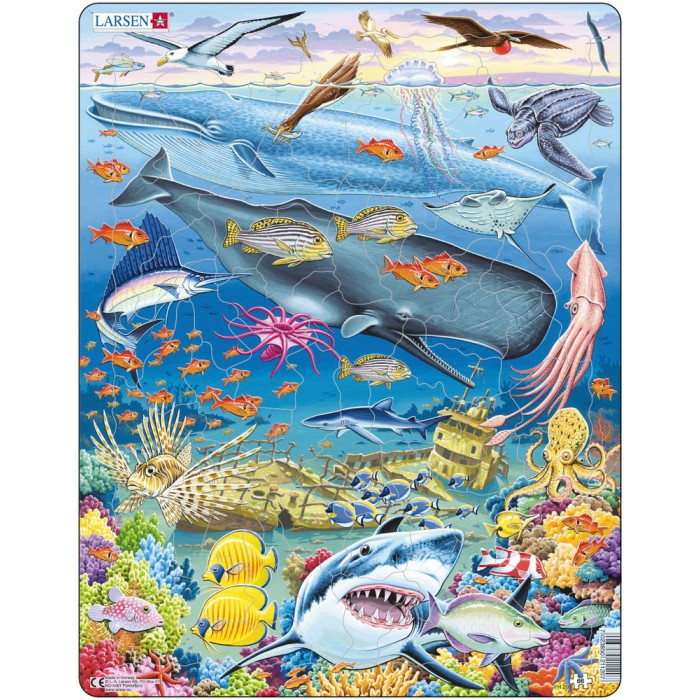 Larsen-FH20 Puzzle Cadre - Baleine, Requin et Fonds Marins