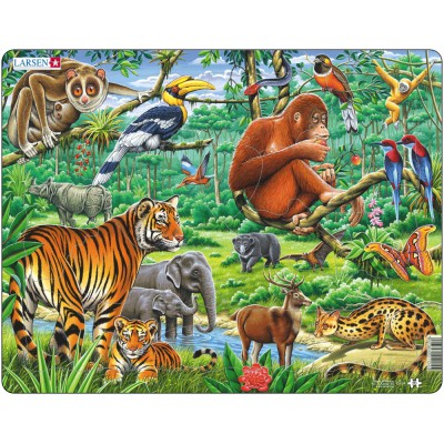 Larsen-FH24 Puzzle Cadre - Les Animaux de la Jungle