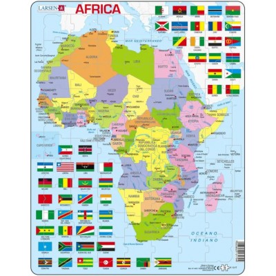Larsen-K13-IT Puzzle Cadre - Carte Politique de l'Afrique (Italien)