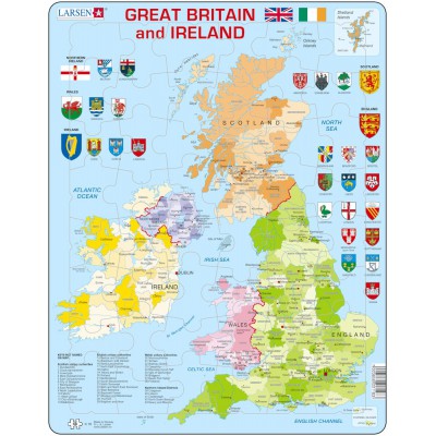 Larsen-K18-GB Puzzle Cadre - Carte du Royaume Uni (en Anglais)