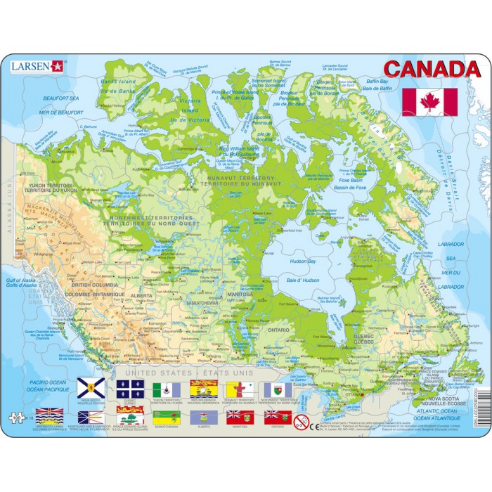 Larsen-K19-V1 Puzzle Cadre - Carte du Canada (en Français et Anglais)