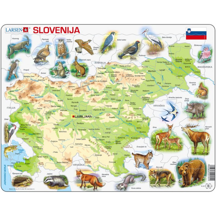 Larsen-K25-SI Puzzle Cadre - Carte de la Slovénie (en Slovène)